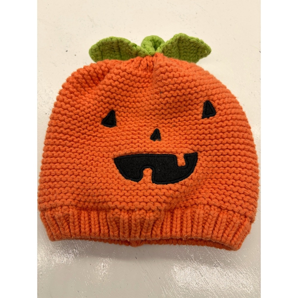 Carter's Pumpkin Beanie 3-9m Orange Halloween, Fall, Knit, Hat, Infant, Baby